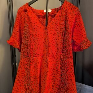 Coverstory Elegant Red and Black Patterned Dress 90's Vintage